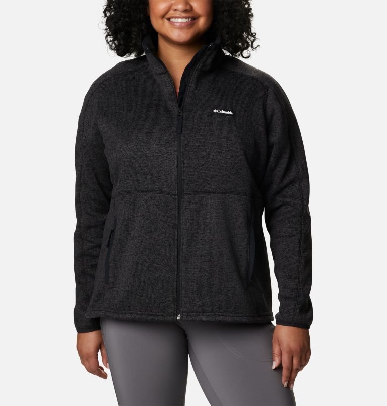 Jachete Din Lână Columbia Pulovere Weather Full Zip Dama Negrii | Plus Size WA0Q81SZ7